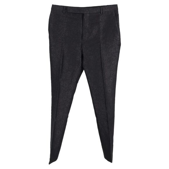 Saint Laurent Floral Jacquard Trousers in Black Wool